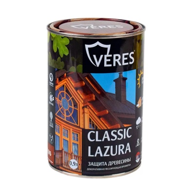 Морилка Veres Classic Lazura 0,9л цвет №03 Тик полуматовая (6шт/уп)