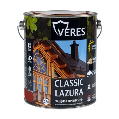 Морилка Veres Classic Lazura 2,7л цвет №02 Сосна полуматовая (4шт/уп)